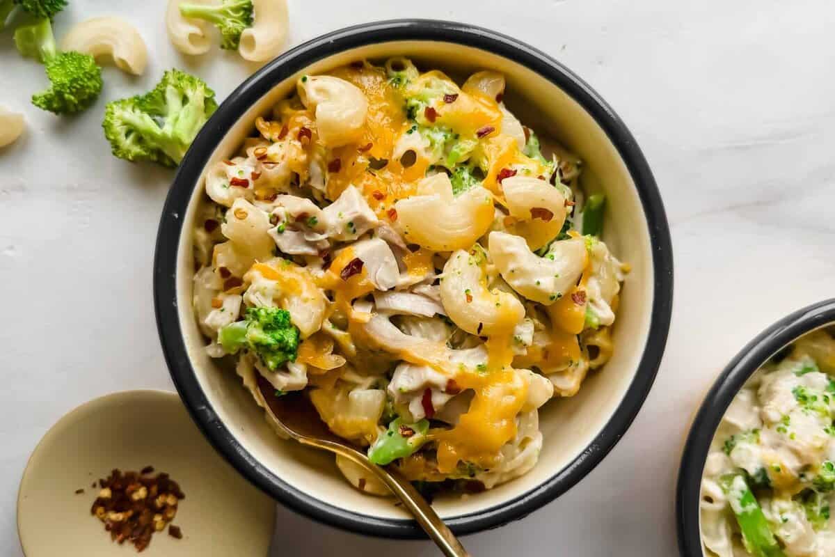 High-Protein Chicken Broccoli Cottage Cheese Mac